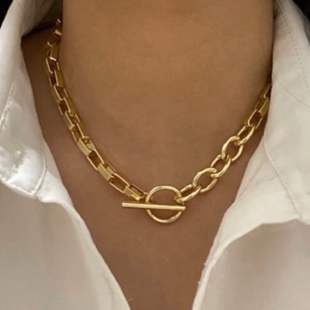 NEW 18K YELLOW GOLD CHUNKY CHAIN NECKLACE, NICE NECKLACE, CUTE NECKLACE